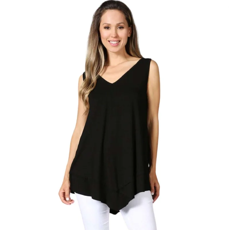 Women's Casual Apparel For Weekends Subtle Sophistication Always Flattering Sleeveless Tunic in Black Made in USA