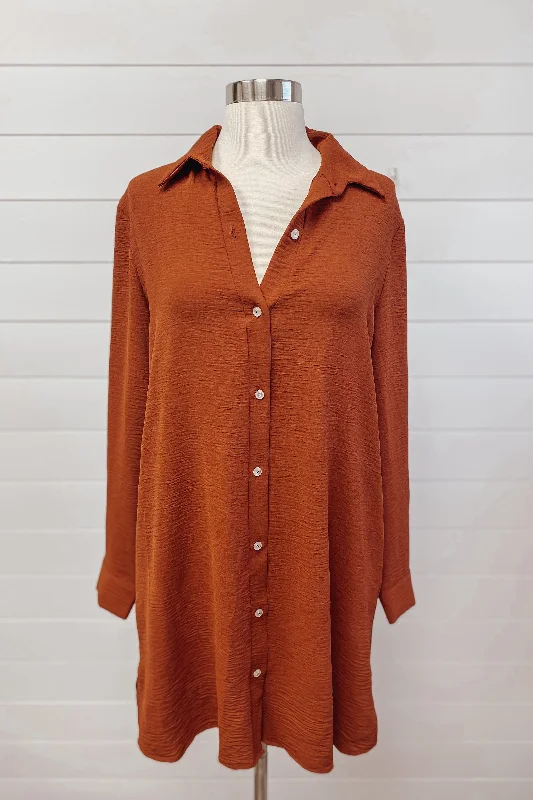 Women's Vintage Clothes Everyday Glamour ASC Brooklyn Shirt Dress- Camel