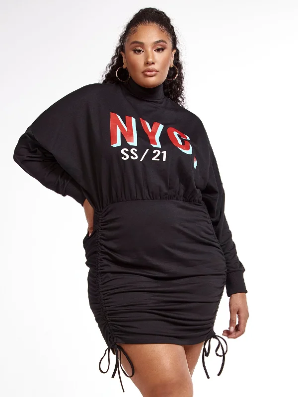 Stylish Outerwear Clothing For Women Limited - Time Bundle NYC Drawstring Sweatshirt Dress