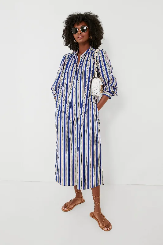 Chic Clothes For Women Summer Splash Sale Swedish Blue Positano Stripe Shirt Dress