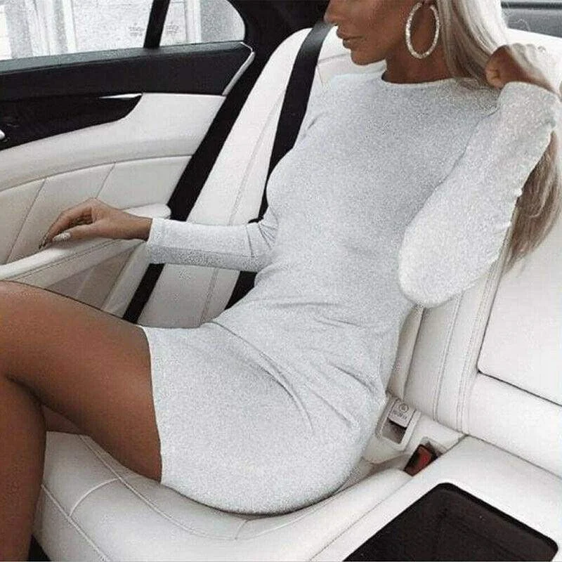 Plus-Size Women's Clothing Buy More, Save More FashionSierra - Women Sequin Dress Long Sleeve Solid Bodycon Dress Sexy Lady Evening Party Autumn Casual Short Mini Dress