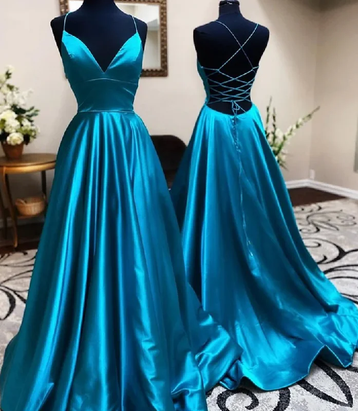 Women's Casual Wear Outfit Boho - Chic Festival - Ready Style Women V Neck Prom Dresses Long Satin Evening Gowns Formal Party Dress YPD420