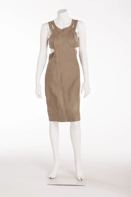 Women's Travel Outfit Set Subtle Sophistication Proenza Schouler - Olive Green Sleeveless Dress - US 6