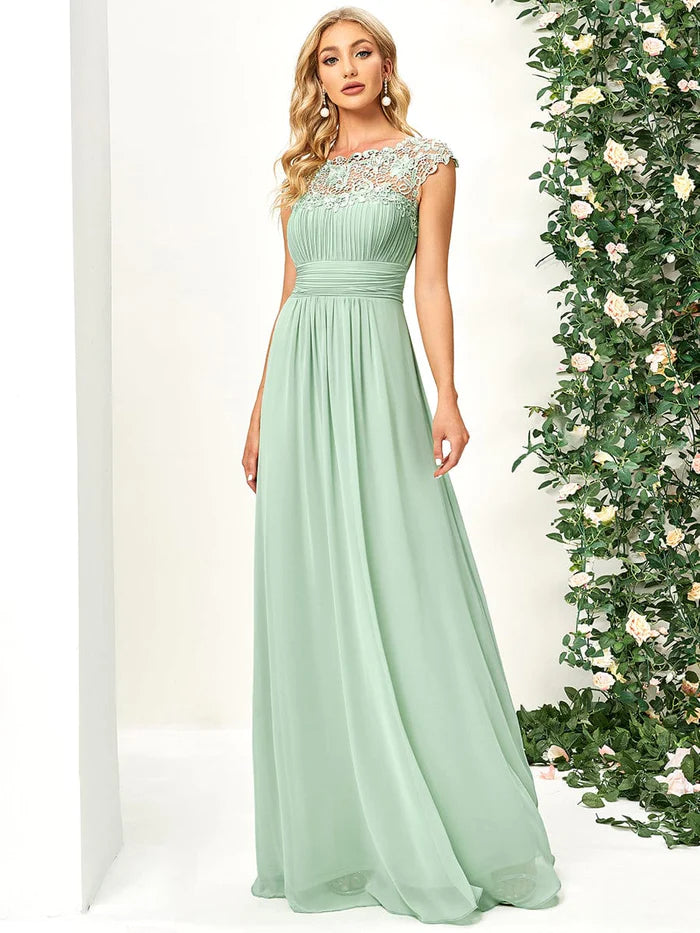 Women's Vintage-Inspired Outfit Coastal Beach - Inspired Style Maxi Long Empire Waist A Line Bridesmaid Dress