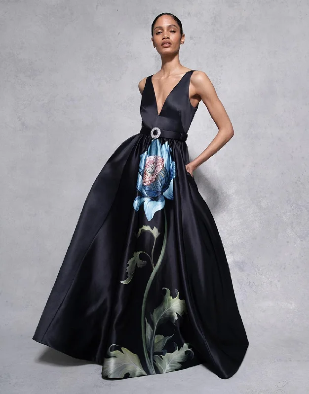 Women's Clothes And Apparel Elevated Style Arabella Taffeta Gown - Painterly Flower