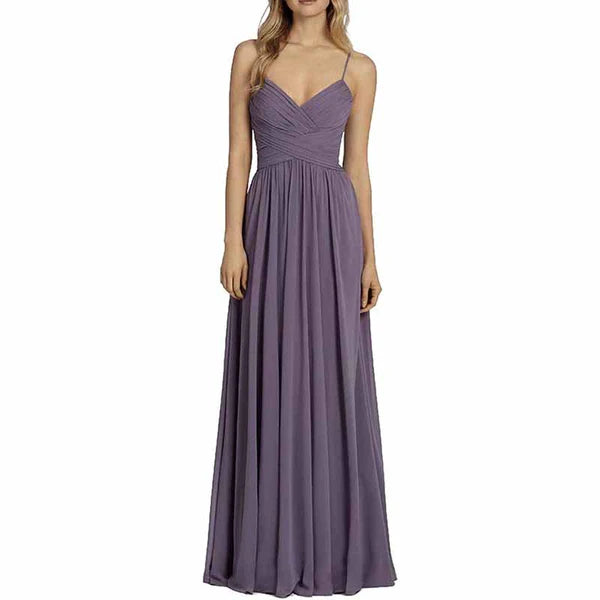 Women's Wedding Apparel Limited - Edition Drops Long Chiffon Bridesmaid Dresses Spaghetti Straps V-neck Wedding Guest Dress