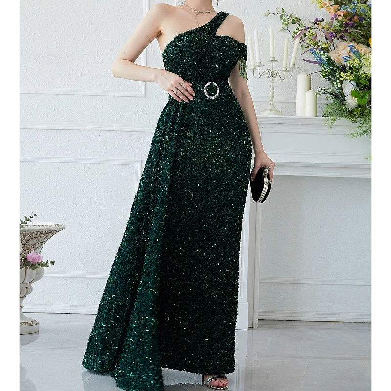 Charming Everyday Clothing For Women Playful Elegance Ezra Sequin Off Shoulder Sleeveless Evening Dress