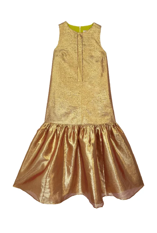 Women's Apparel And Garments Limited Quantities Buru x Tori Mellott Gloria Gown - Gold Lamé