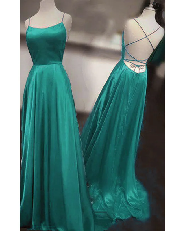 Women's Everyday Garments Early Access to Art Deco Styles Sale Satin Spaghetti Straps  Long Party Girls Senior Teal Prom Dresses 2019 Vestido De Festa PL3365