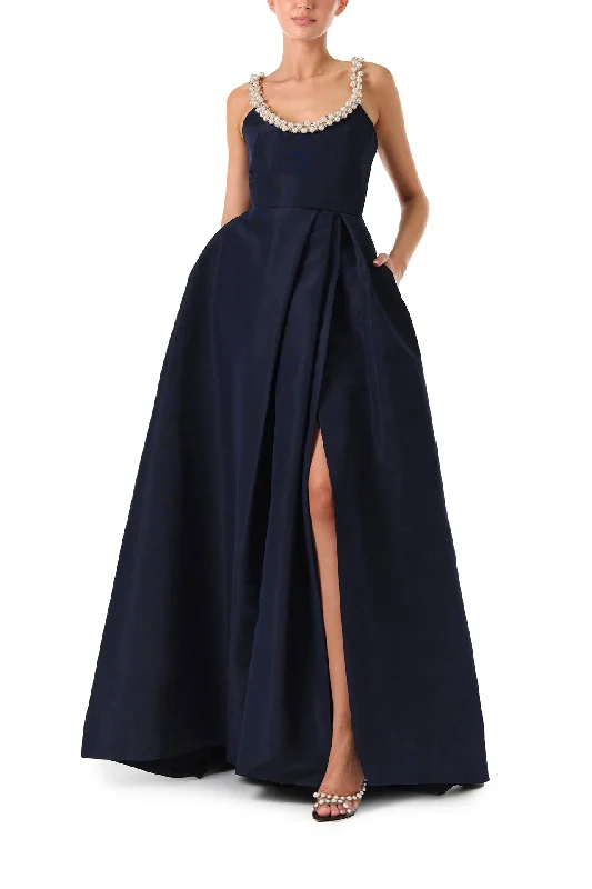 Women's Trendy Outfit Discounts on Casual Weekend Styles Pearl Scoop Neck Gown