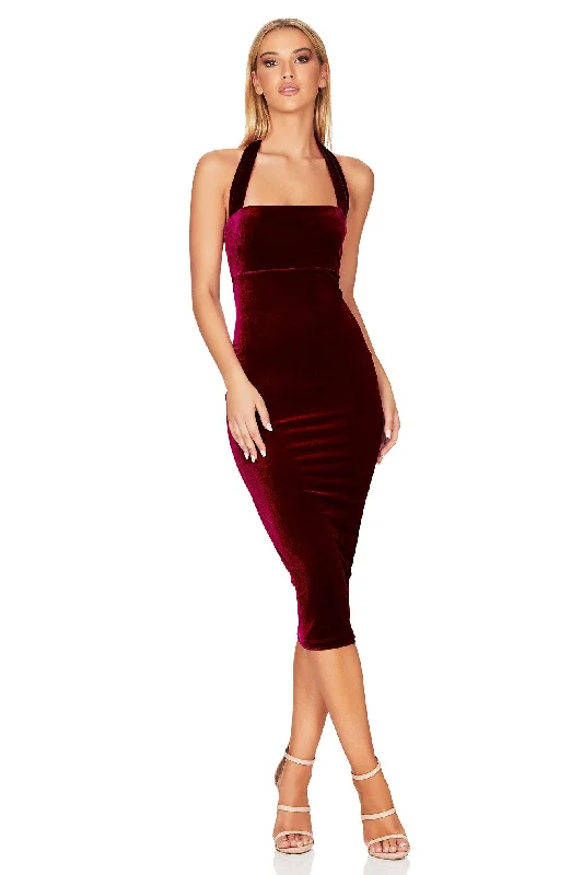 Sustainable Fashion Clothing For Women Effortless Sophistication Nookie Vera Velvet Midi Dress - Wine