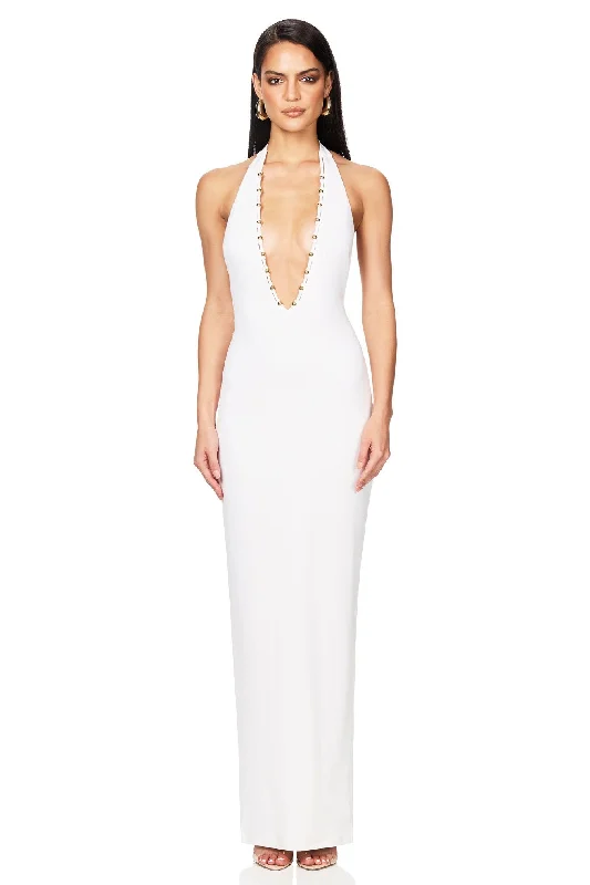 Women's Vacation Clothes Great Deals on Ethnic Cultural Wear Nookie Empire Halter Gown - White