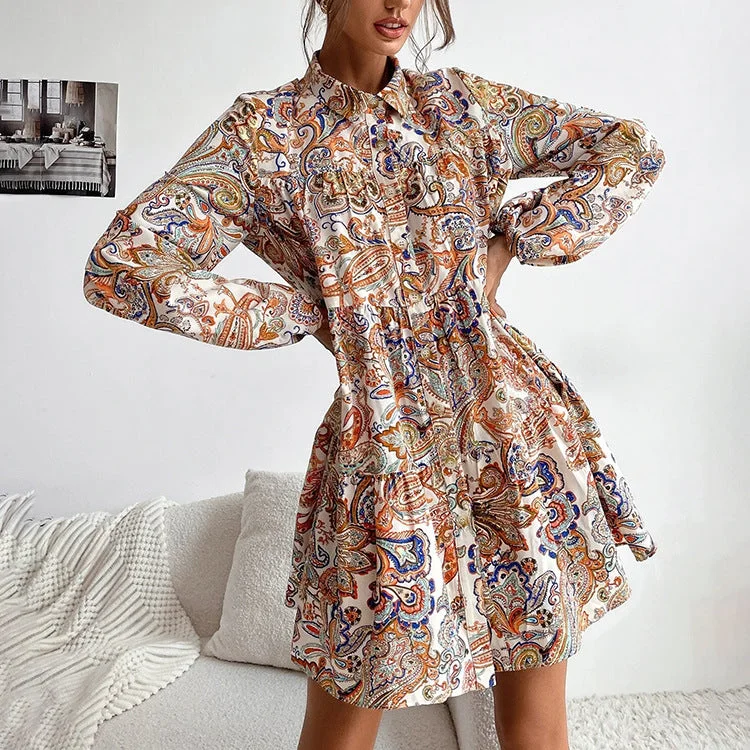 Plus-Size Women's Garments Vibrant Prints Raina Printed Button Down Shirt Dress - FINAL SALE