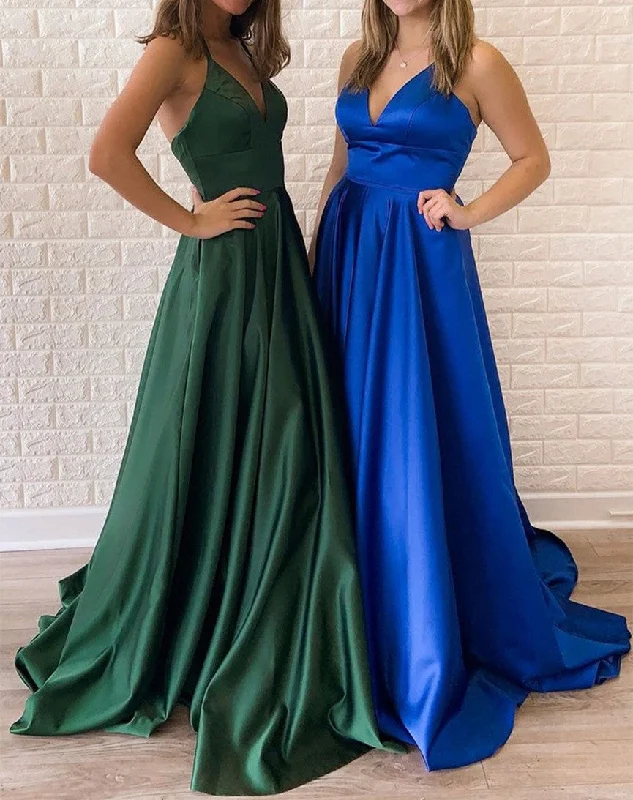 Casual Chic Women's Clothes Limited - Time Bundle Women V-Neck Prom Dresses Long Satin Evening Party Dress YPD219