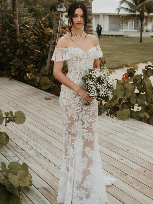 Charming Everyday Clothing For Women Effortless Comfort Off The Shoulder See Through Popular Wedding Dresses, Lace 2020 Wedding Dresses