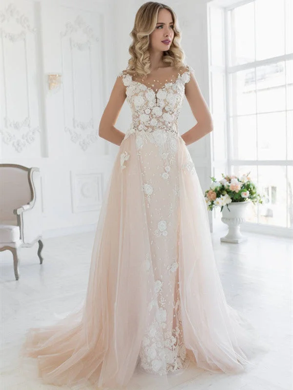 Women's Effortless Casual Outfit Great Prices on Feminine Styles Appliques Elegant Wedding Dresses, Lace Tulle 2020 Wedding Dresses