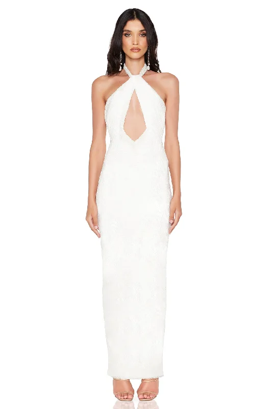 Charming Women's Clothes For Special Events Feminine Soft - Hued Styles Nookie Roxana Halter Gown - Lined Ivory