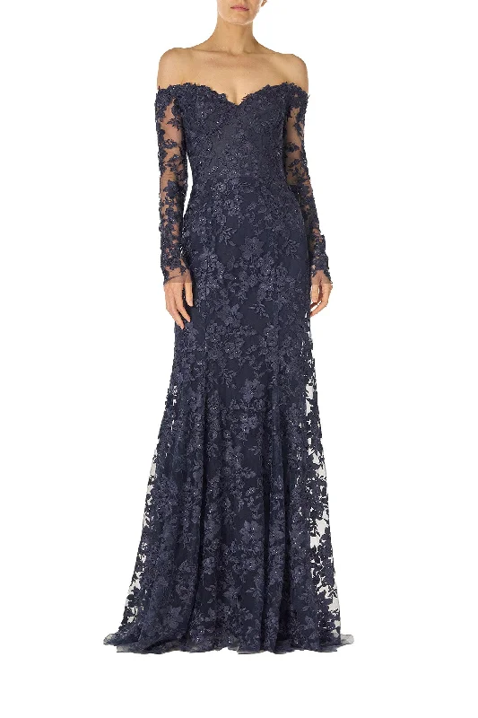 Women's Elegant Clothes Lighten Up with Nordic Styles Embroidered Tulle Gown