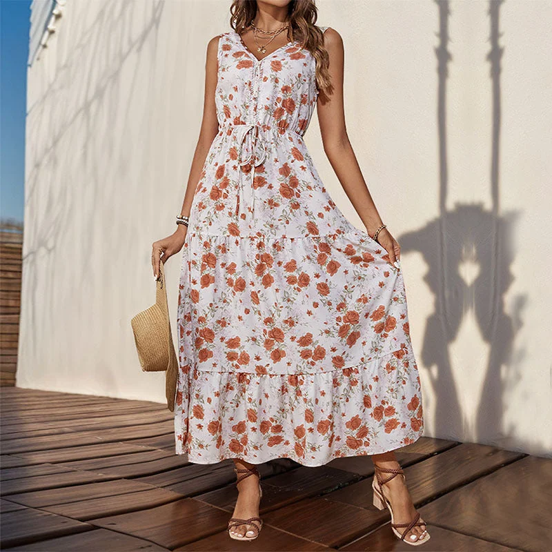 Women's Clothes For Work Parisian Effortless Chic Style IKEARLAX New Hot Trade Long Dress New Summer New 2025  Women's Printed Sleeveless Dress