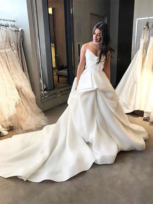 Women's Elegant Clothes Big Savings on Minimalist Office Styles Brand Design Satin Chic Wedding Dresses, Popular Bridal Gown, 2020 Wedding Dresses