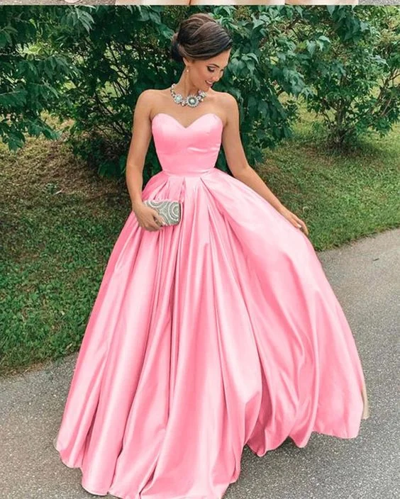 Women's High-Fashion Outfit Mid - Season Sale Shiny Satin Sweetheart Long Prom Dress          cg23383