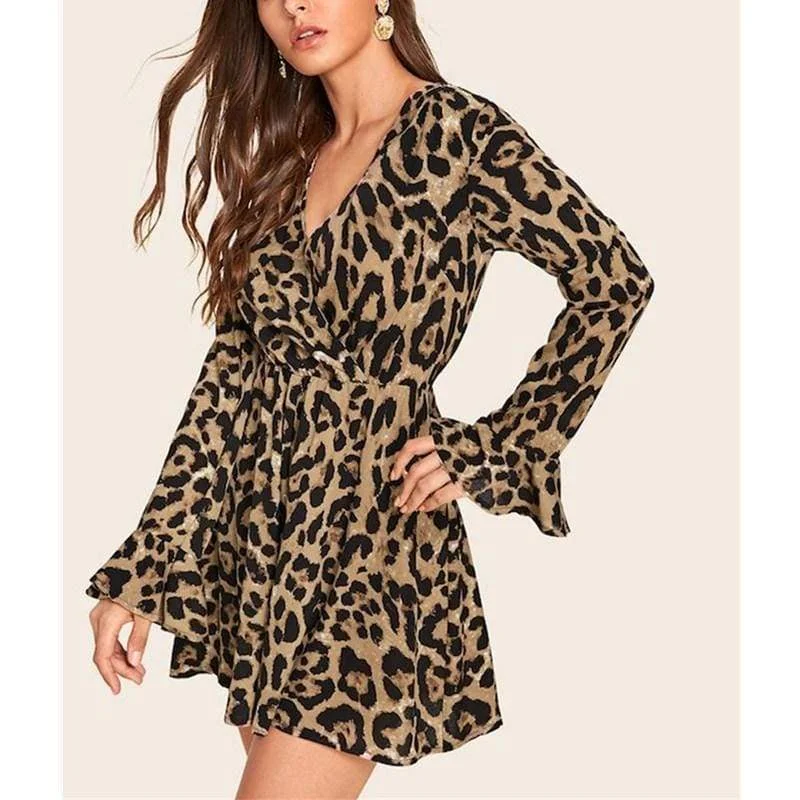 Charming Women's Clothes For Special Events Ethnic Cultural Event Wear FashionSierra - New Fashion Women Long Sleeve Leopard Dress Elegant Loose Tunic Evening Party Dress Ladies Clothing Streetwear