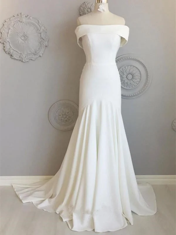 Women's Seasonal Apparel Big Savings on Rustic Countryside Styles Simple Off The Shoulder Wedding Dresses, Custom Design Wedding Dresses