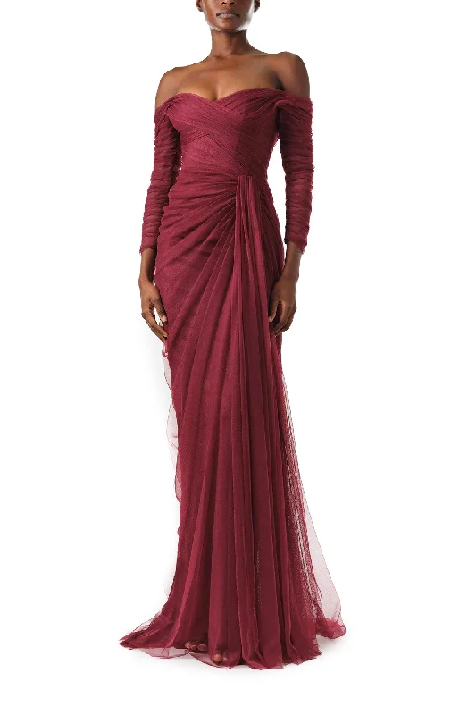 Comfortable Lounge Clothing Elevated Style Off The Shoulder Draped Tulle Gown