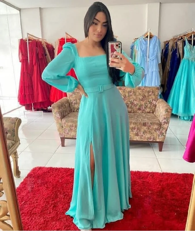 Classic Women's Clothing Styles Spring Fling Sale Women Prom Dress Long Sleeve A Line Formal Evening Party Dresses Y4770