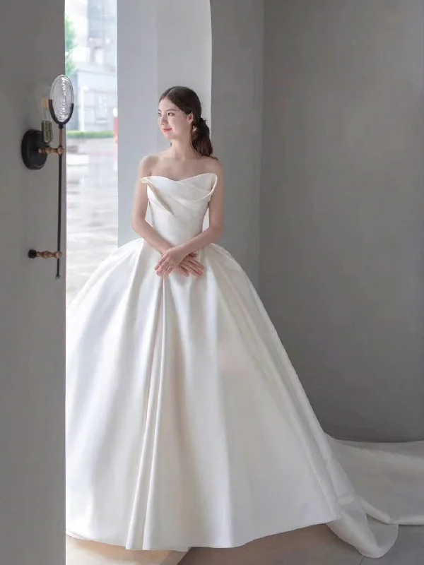 Women's Transitional Clothes Hollywood Glam Award - Show Style Newest Claire Design Satin Ball Gown Wedding Dresses, Popular Bridal Gown, Wedding Dresses