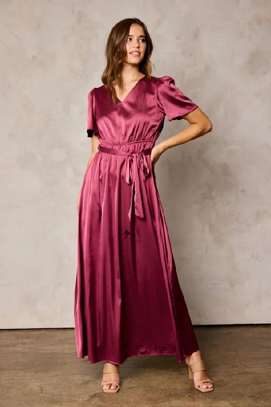 Women's Trendy Apparel Winter Warm - Up Sale The Becca Dull Satin in Wine FINAL SALE