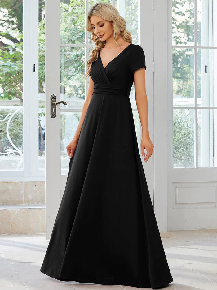 Women's Plus-Size Garments Dreamy Draping Simple Pleated Empire Waist A-Line Bridesmaid Dress