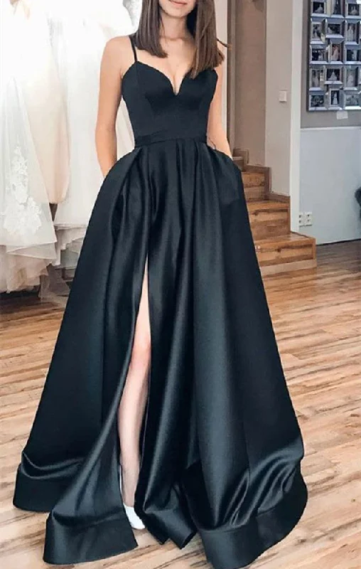 Classic Clothes For Women Clearance Event Women Side Slit Prom Dresses Long Satin Evening Party Dress YPD215