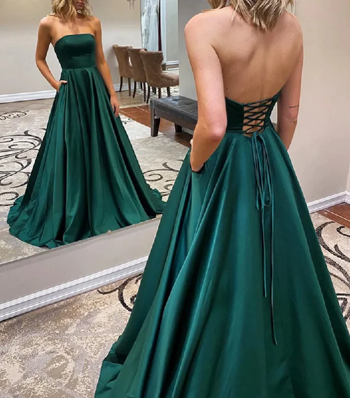 Women's Evening Outfit Effortless Sophistication Women Strapless Prom Dresses Long Satin Evening Gowns Formal Party Dress YPD131