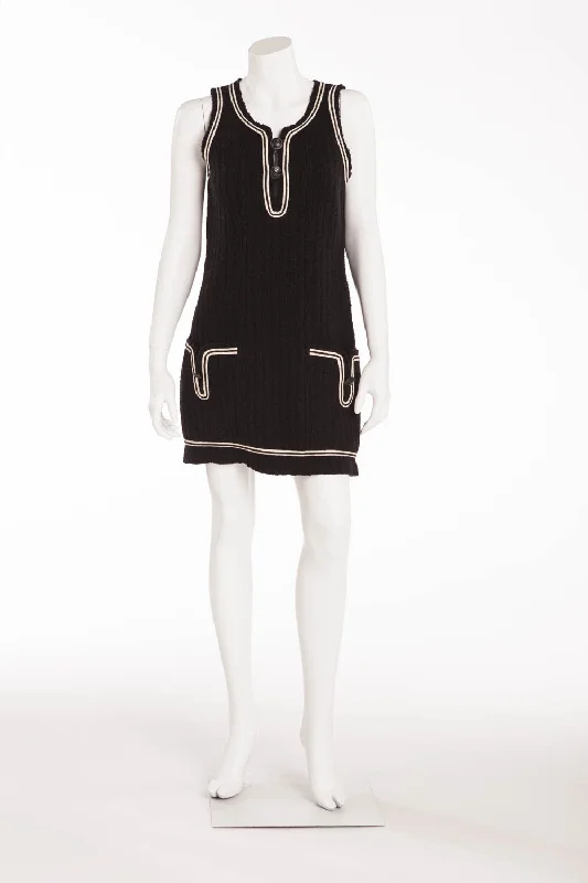 Women's Activewear Outfit Mid - Season Sale Chanel - Black & White Sleeveless Dress - FR 38