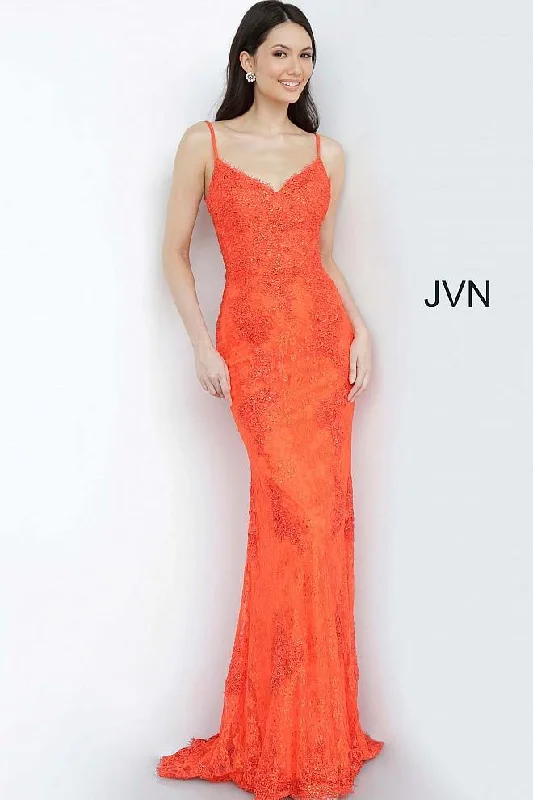 Women's Elegant Evening Attire Ethnic Cultural Event Wear Jovani 02013 Form Fitting Lace Prom Long Dress