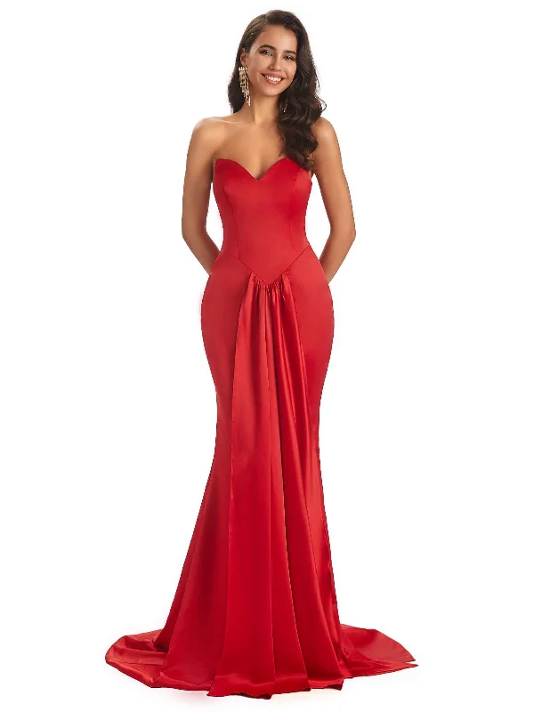 Affordable Fashion Clothing For Women Limited - Edition Drops Sexy Soft Satin Sweetheart Unique Mermaid Bridesmaid Dresses Online