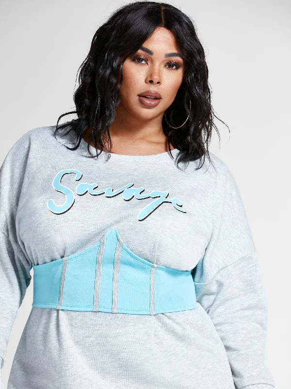 Women's Office Clothing Holiday Sale 'Savage' Corset Sweatshirt Dress