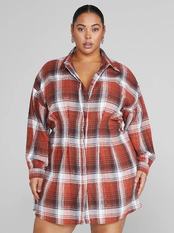 Women's Clothing For Special Occasions Mid - Season Sale Jasmine Plaid Shirt Dress